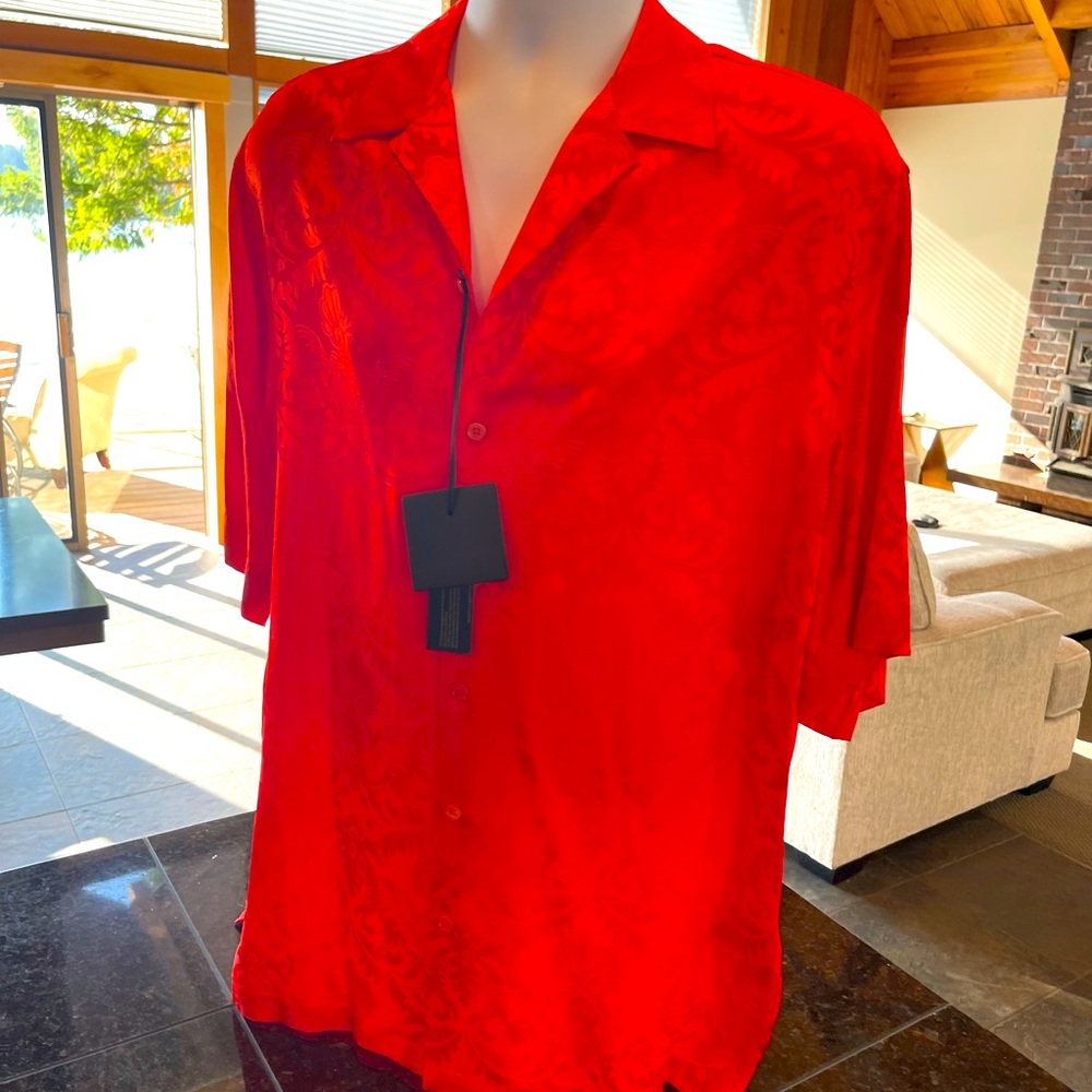 Silk Versace button up short sleeve shirt